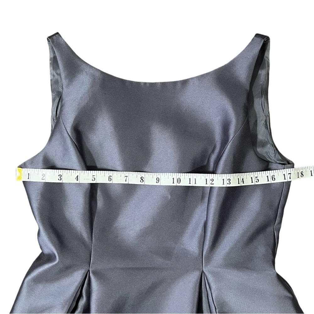 Adrianna Papell Pewter Grey Mikado Hi-Lo Gown sz 8 - Picture 9 of 14